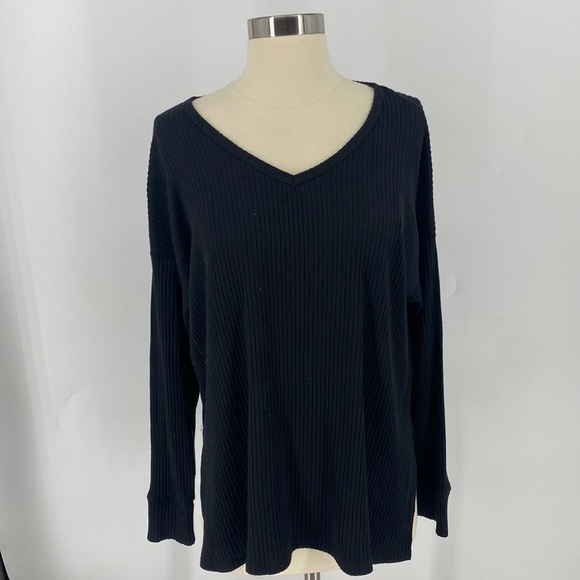 American Eagle Ribbed V-Neck Sweatshirt - Picture 1 of 11